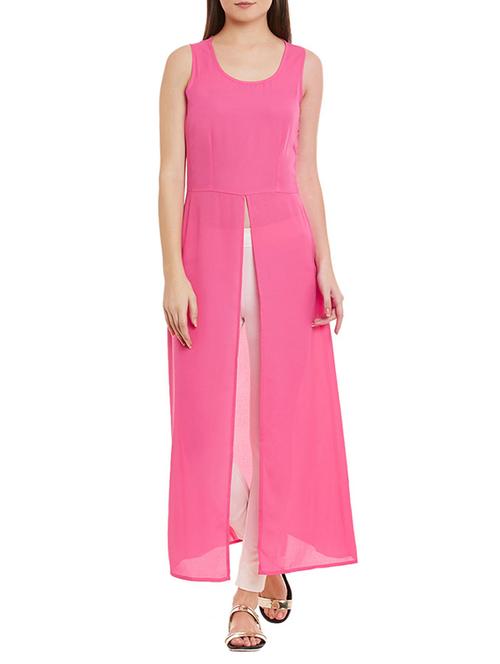 pink solid long tunic - 11920479 - Very Small Image - 1
