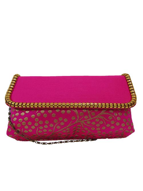 pink leatherette embroidered clutch with sling - 11920512 - Very Small Image - 1