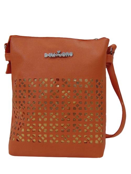 orange leatherette cutwork sling bag - 11920527 - Very Small Image - 1