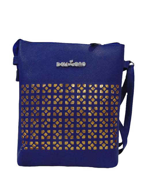 blue leatherette cutwork sling bag - 11920528 - Very Small Image - 1
