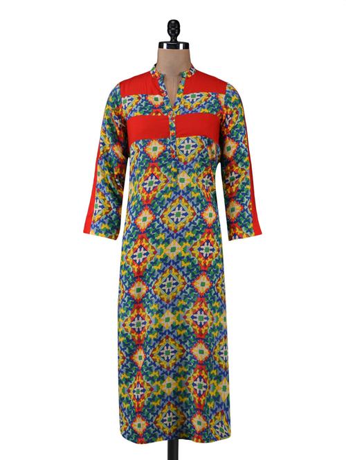 multicolor cotton long kurta - 1192211 - Very Small Image - 1