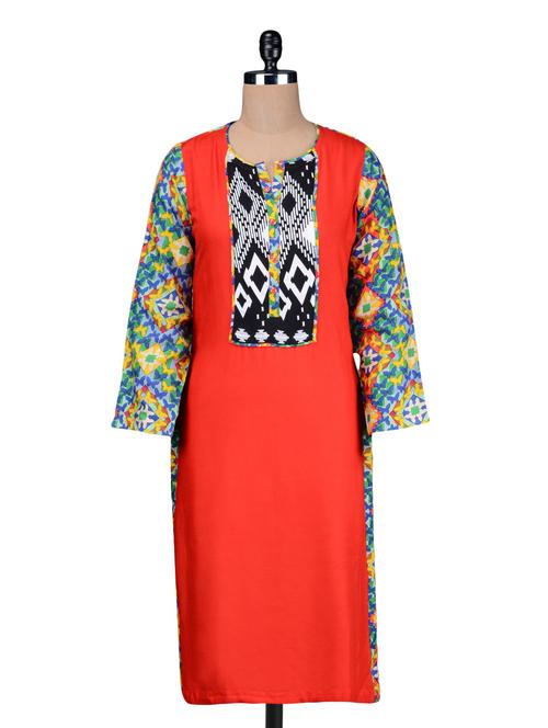orange rayon long kurta - 1192212 - Very Small Image - 1