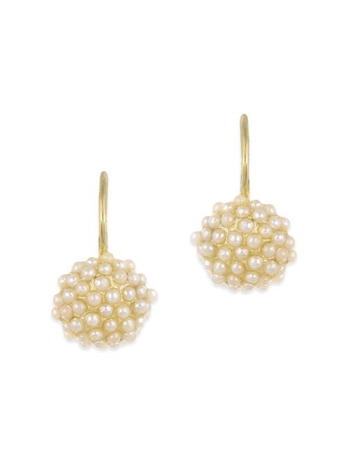 white pearl metal drop earring - 11926513 - Very Small Image - 1