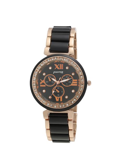 black gold color, chronograph watch with stainless steel strap - 11927996 - Very Small Image - 1