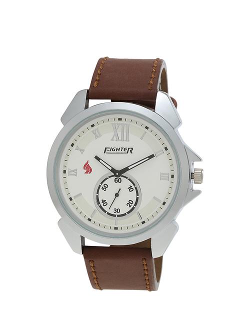 brown color, analog watch with leather strap - 11928017 - Very Small Image - 1