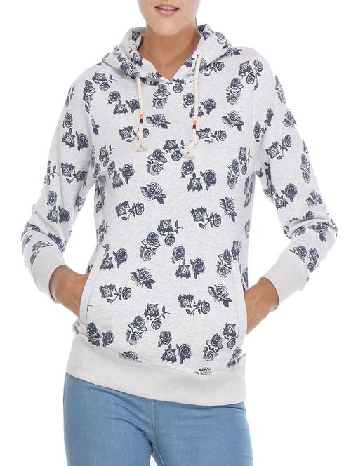 hooded neck floral sweatshirt - 11933311 - Very Small Image - 1