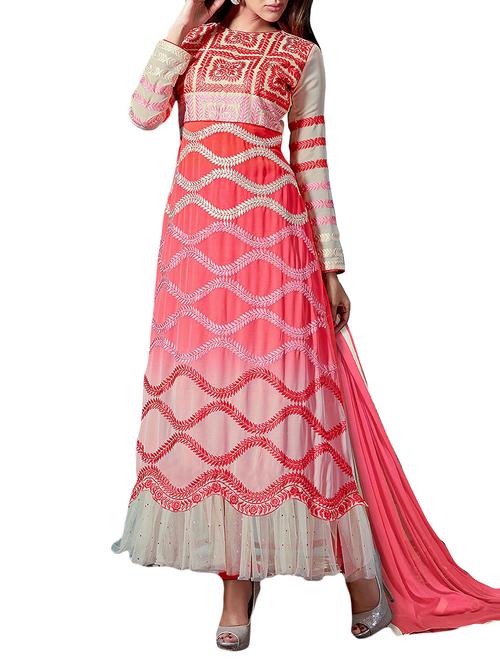 pink georgette semistitched suit - 11933660 - Very Small Image - 1