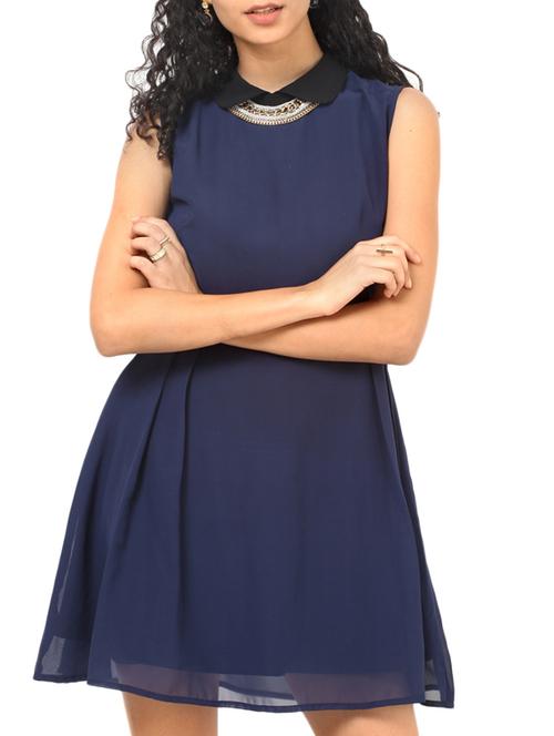 pleated detail peter pen collar dress - 11934145 - Very Small Image - 1
