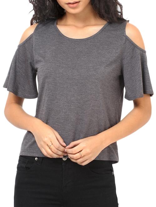 cold shoulder solid top - 11934155 - Very Small Image - 1