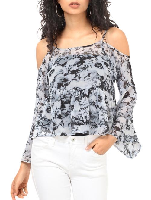 cold shoulder gathered top - 11934223 - Very Small Image - 1