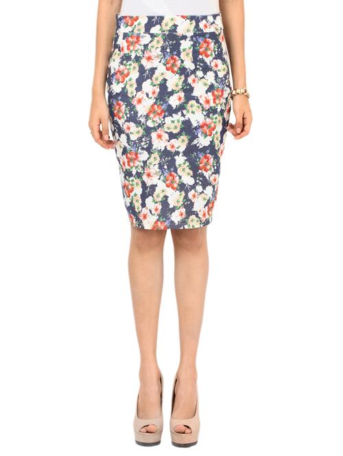 blue floral printed cotton skirt - 11934611 - Very Small Image - 1