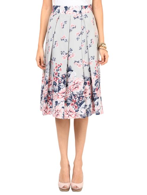 muticolor floral printed box pleated skirt - 11934612 - Very Small Image - 1