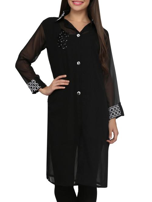 black georgette long kurta - 1193652 - Very Small Image - 1