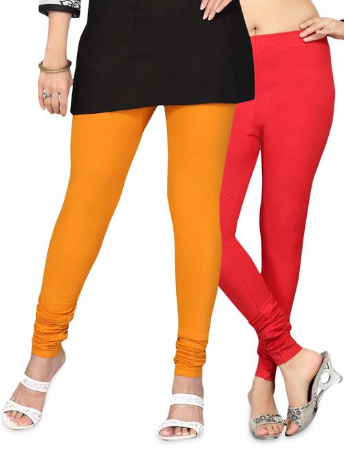 orange and red cotton lycra leggings set - 1193677 - Very Small Image - 1