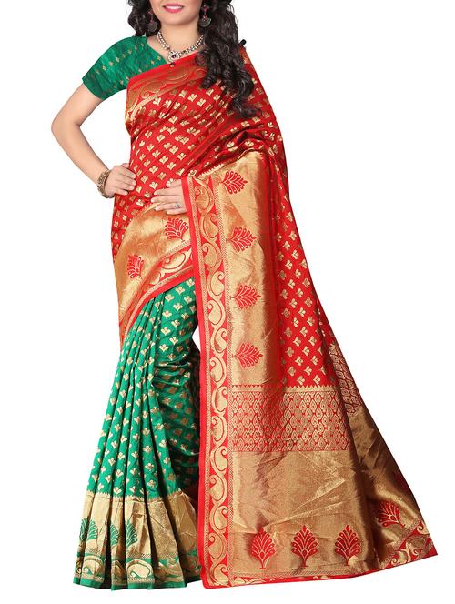 red silk saree - 11936905 - Very Small Image - 1