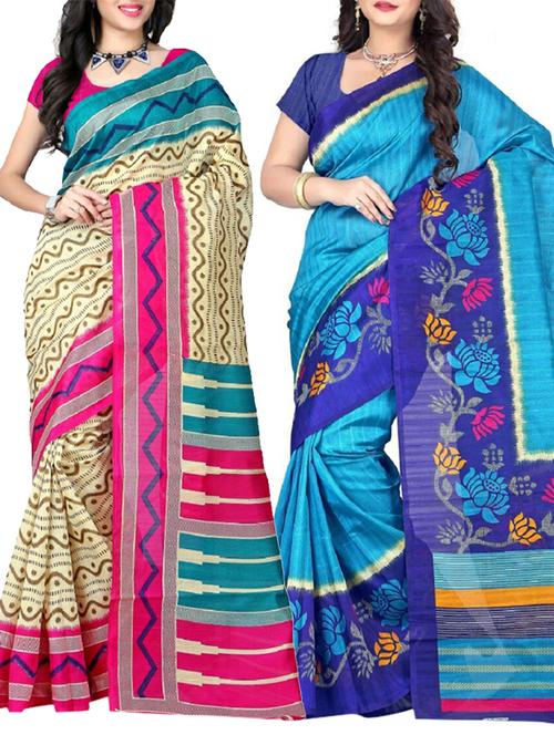 multi colored silk bhagalpuri saree with blouse - 11937033 - Very Small Image - 1