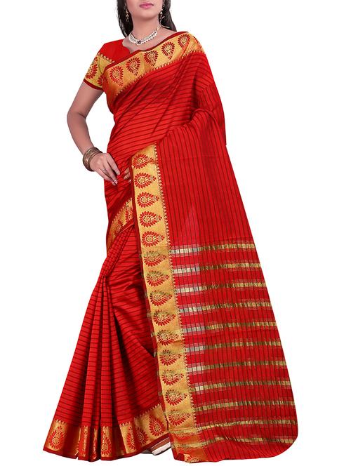 red silk saree - 11938331 - Very Small Image - 1