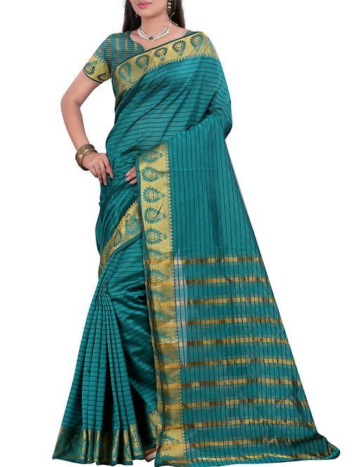 turquoise silk saree - 11938332 - Very Small Image - 1