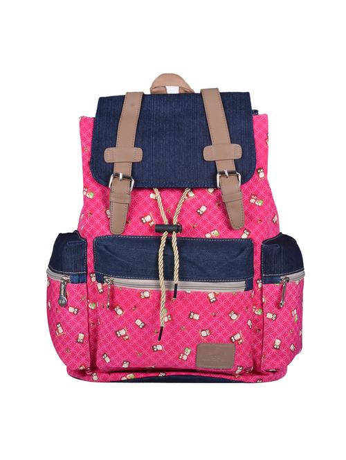 pink canvas printed backpack - 11938869 - Very Small Image - 1