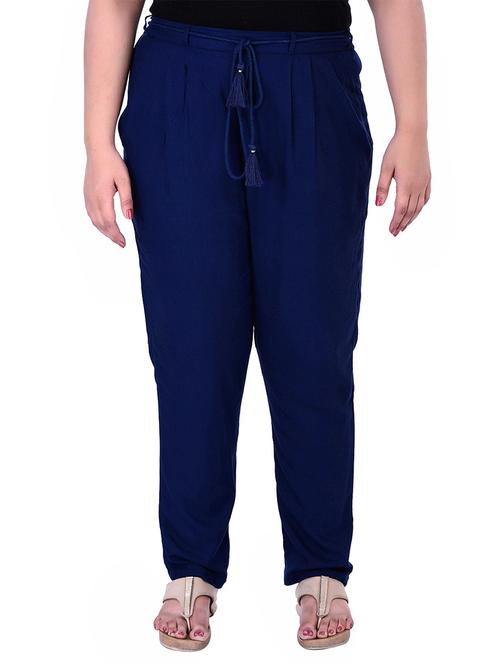 blue viscose trousers - 11939002 - Very Small Image - 1