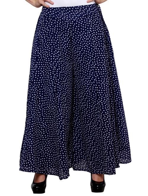 navy blue georgette palazzo - 11939060 - Very Small Image - 1