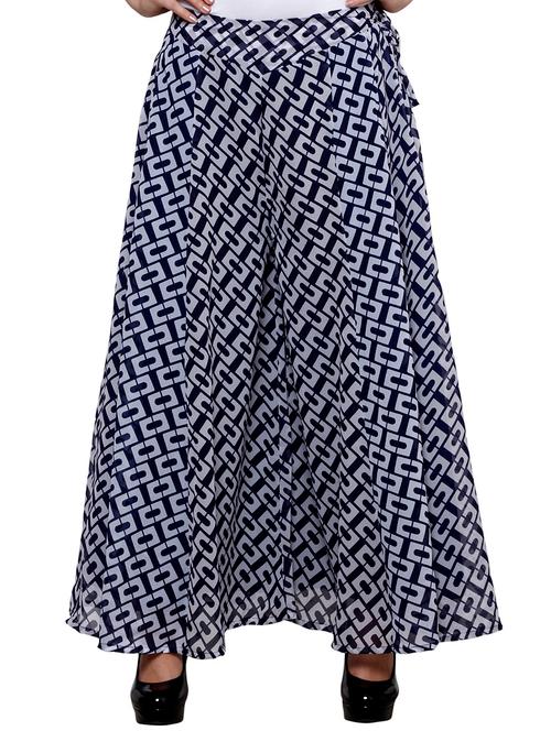 navy blue georgette palazzo - 11939061 - Very Small Image - 1