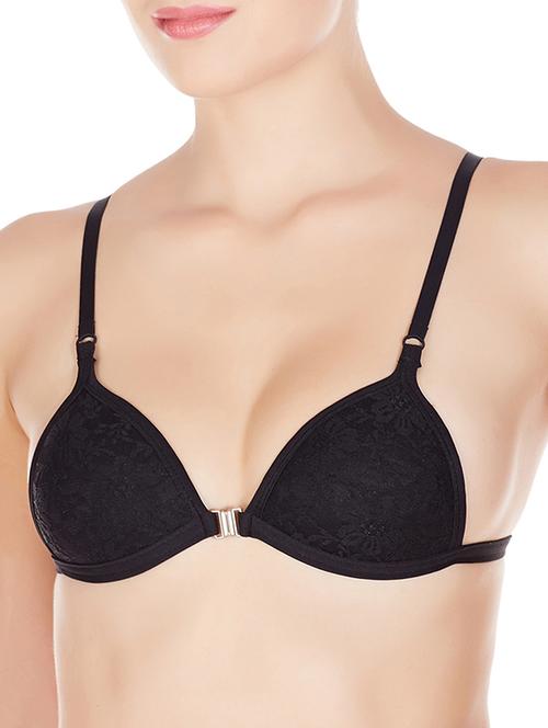 black nylon front open bra - 11939199 - Very Small Image - 1