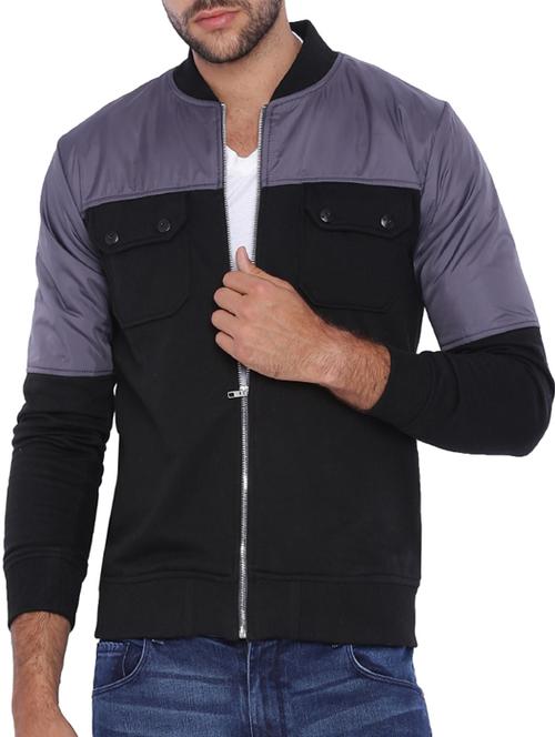black color block casual jacket - 11940755 - Very Small Image - 1