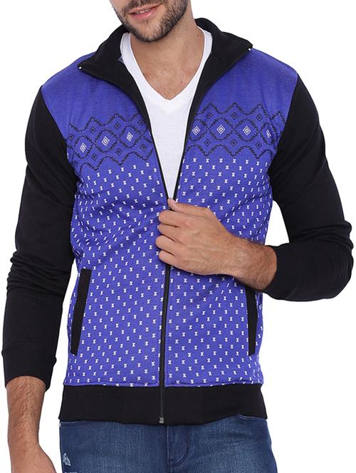 blue printed casual jacket - 11940788 - Very Small Image - 1