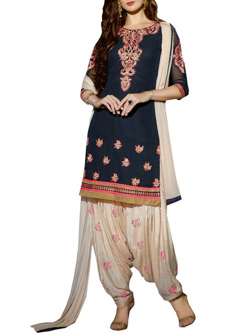 blue georgette semistitched suit - 11941002 - Very Small Image - 1