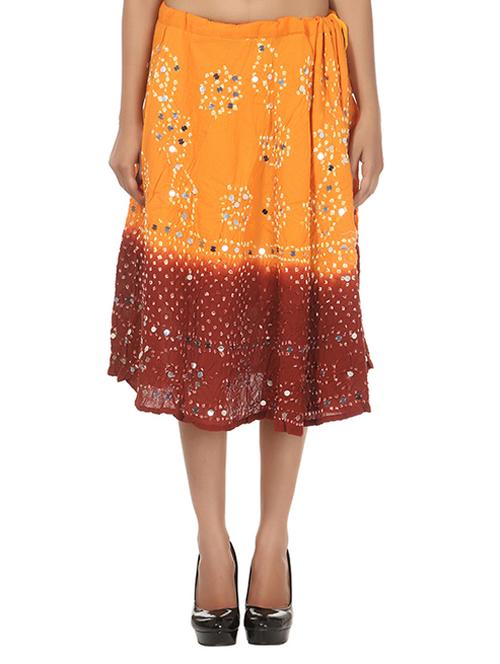 orange cotton aline skirt - 11941757 - Very Small Image - 1