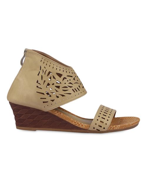 beige cut worked leatherette wedges - 1194198 - Very Small Image - 1