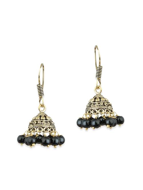 black brass jhumka earrings - 11945544 - Very Small Image - 1