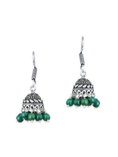 green brass jhumka earrings - 11945554 - Very Small Image - 1