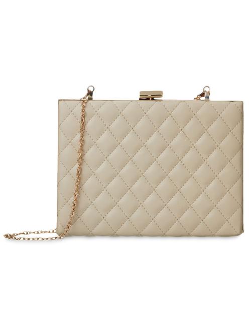 Ecru quilted leatherette chain clutch - 1194577 - Very Small Image - 1