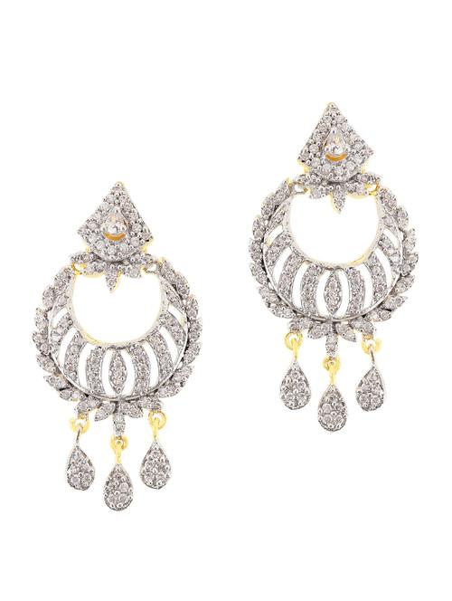 silver brass chandbali earrings - 11950843 - Very Small Image - 1