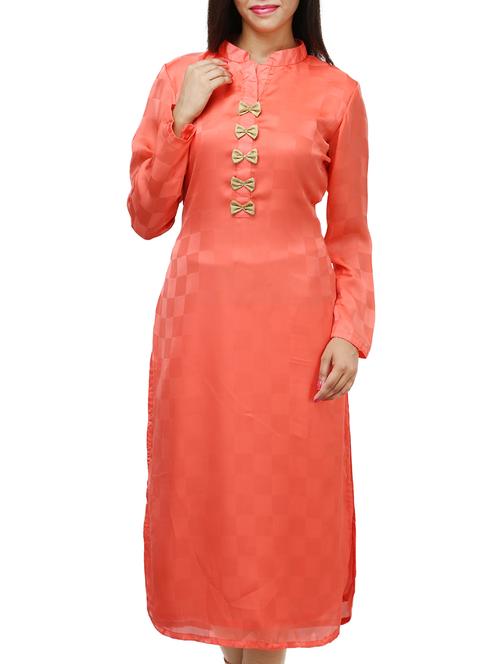 orange georgette straight kurta - 11954367 - Very Small Image - 1