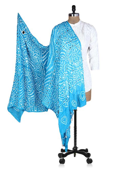 blue printed cotton dupatta - 1195711 - Very Small Image - 1
