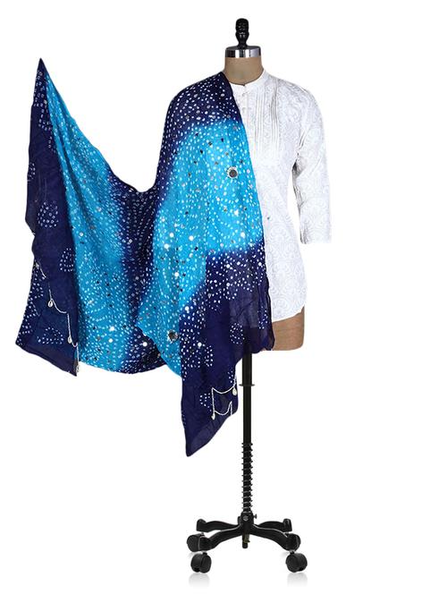 blue printed sequined dupatta - 1195713 - Very Small Image - 1