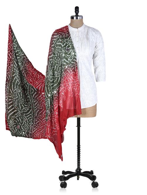 red and green georgette dupatta - 1195725 - Very Small Image - 1