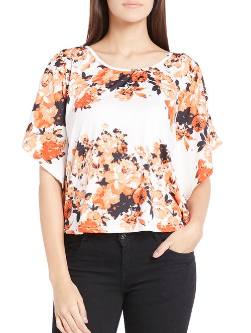cream floral printed regular top - 11958383 - Very Small Image - 1
