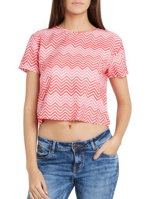 red chevron printed crop top - 11958395 - Very Small Image - 1