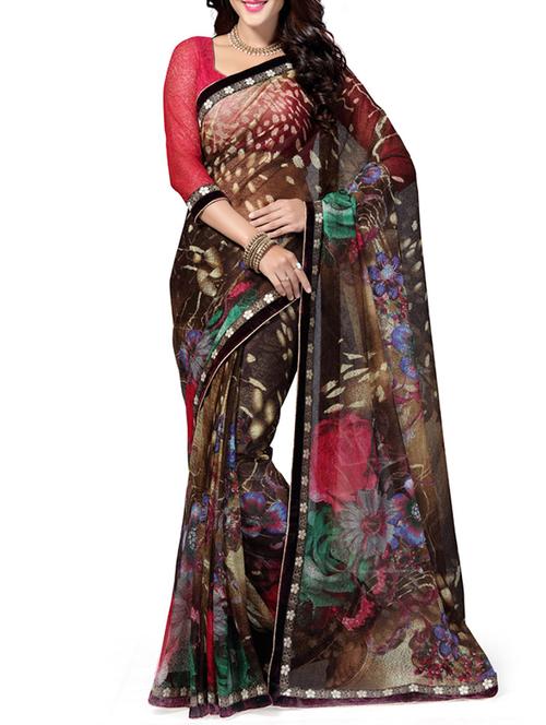 multi colored net saree with blouse - 11960207 - Very Small Image - 1