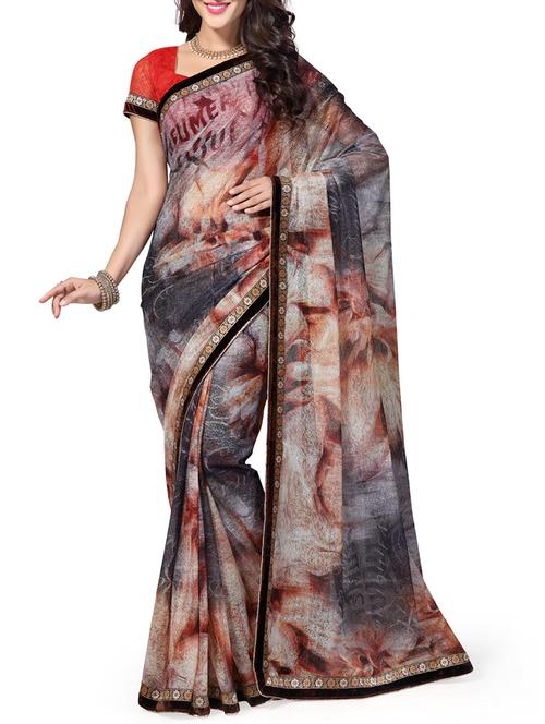 multi colored net saree with blouse - 11960211 - Very Small Image - 1