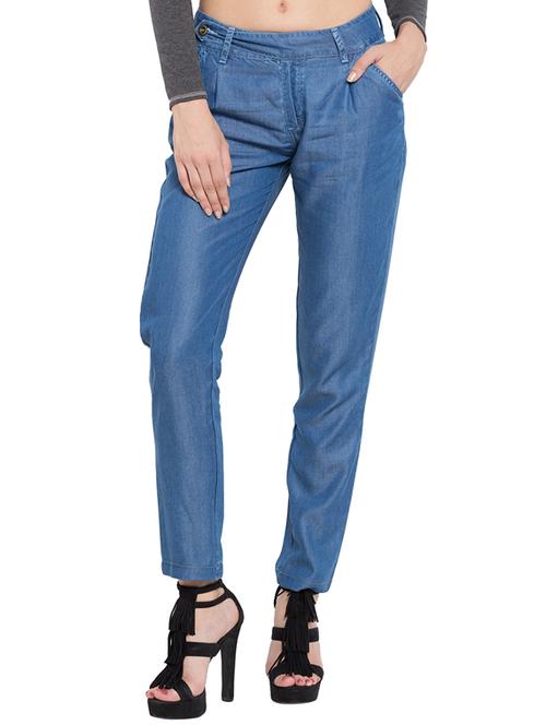 light blue cotton pleated trouser - 11960240 - Very Small Image - 1