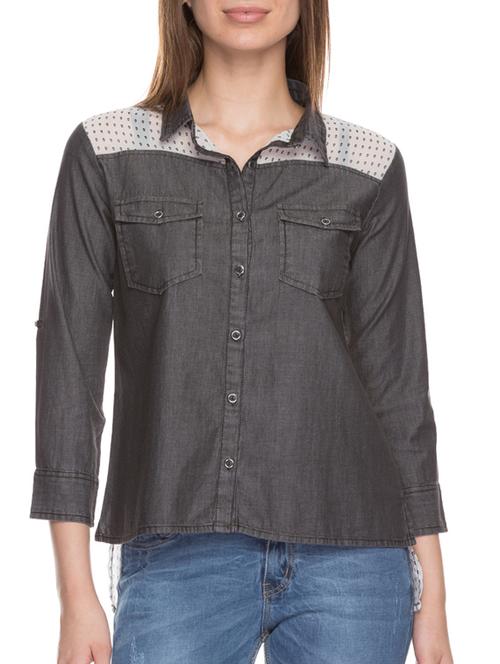 black printed denim shirt - 11960249 - Very Small Image - 1