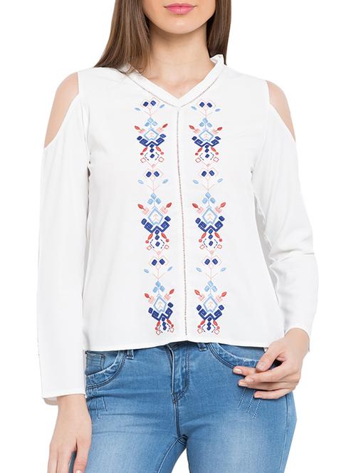 white crepe regular top - 11960360 - Very Small Image - 1