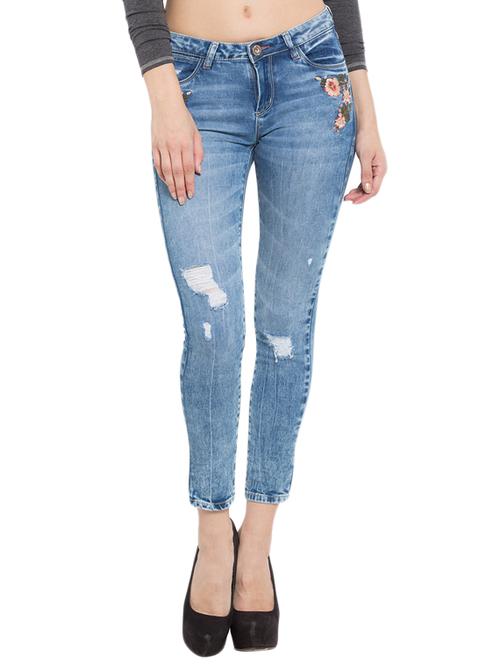 blue cotton distressed jean - 11960415 - Very Small Image - 1