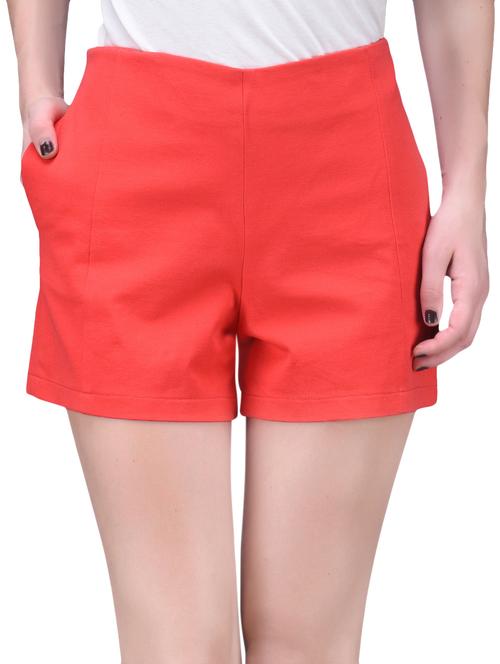 solid red cotton lycra shorts - 1196050 - Very Small Image - 1