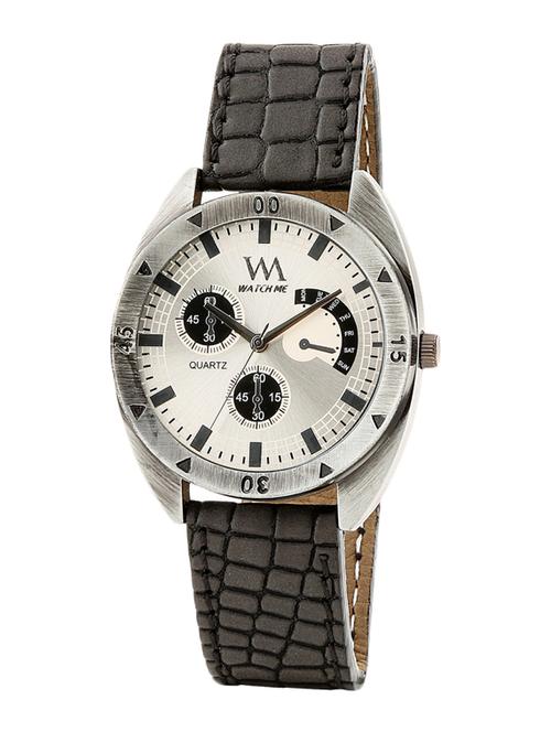 black textured leather chronograph watch - 11960523 - Very Small Image - 1